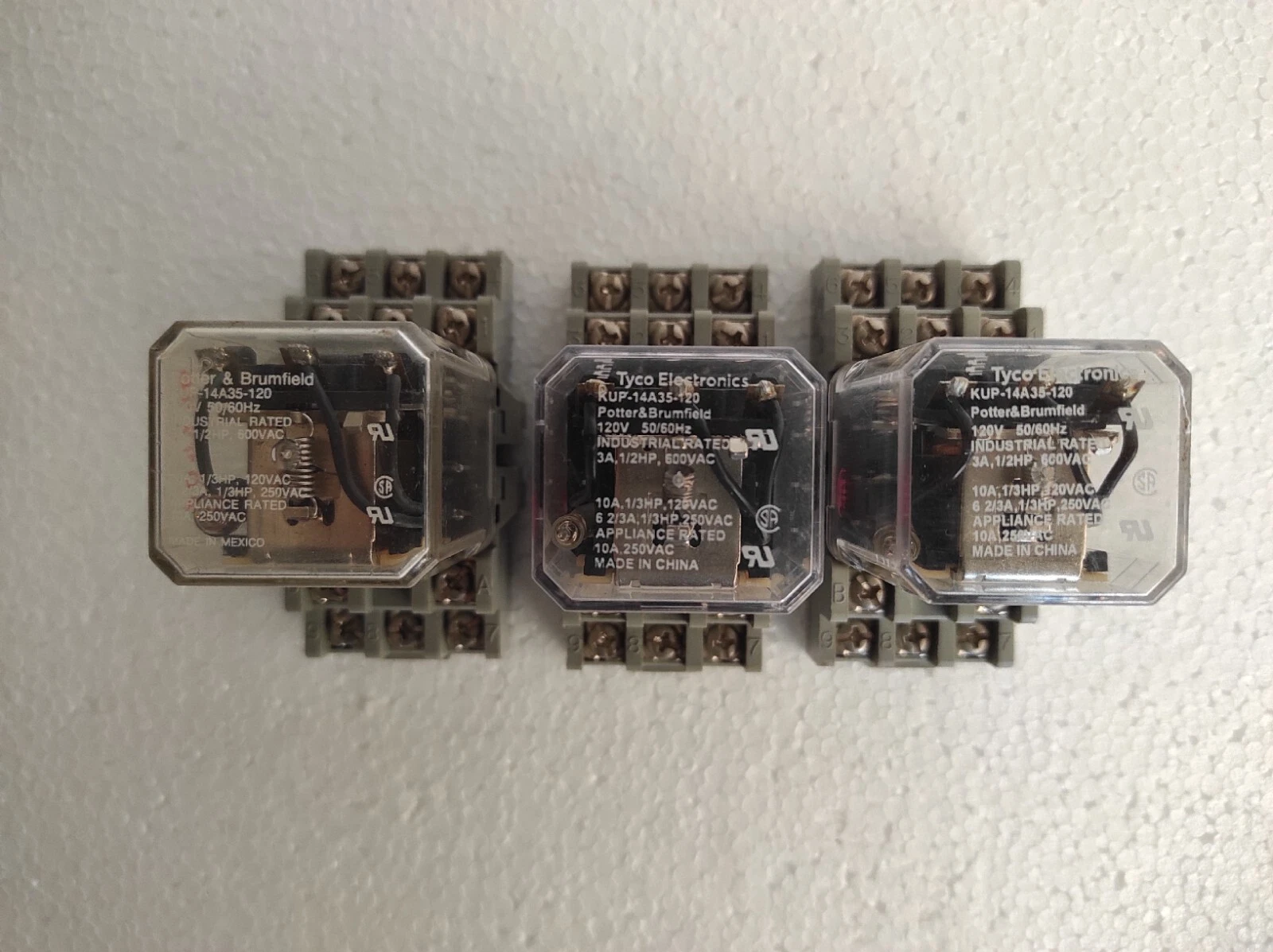 Tyco Potter & Brumfield KUP-14A35-120 Pilot Cube Relay 120 VAC Coil Lot of 3